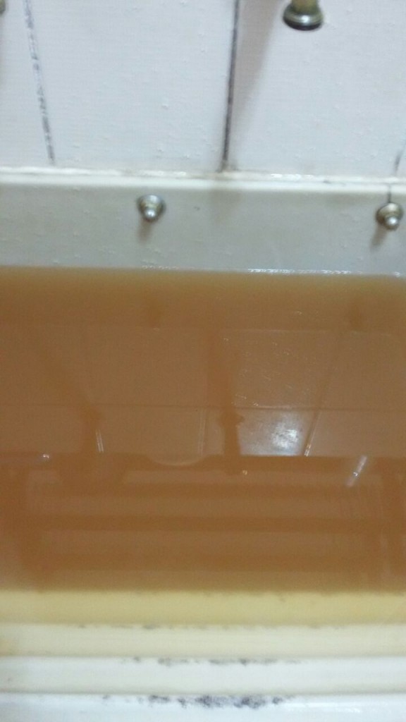 Água chega com coloração mais escura no bairro Vila Luzita (Foto: Arquivo pessoal)