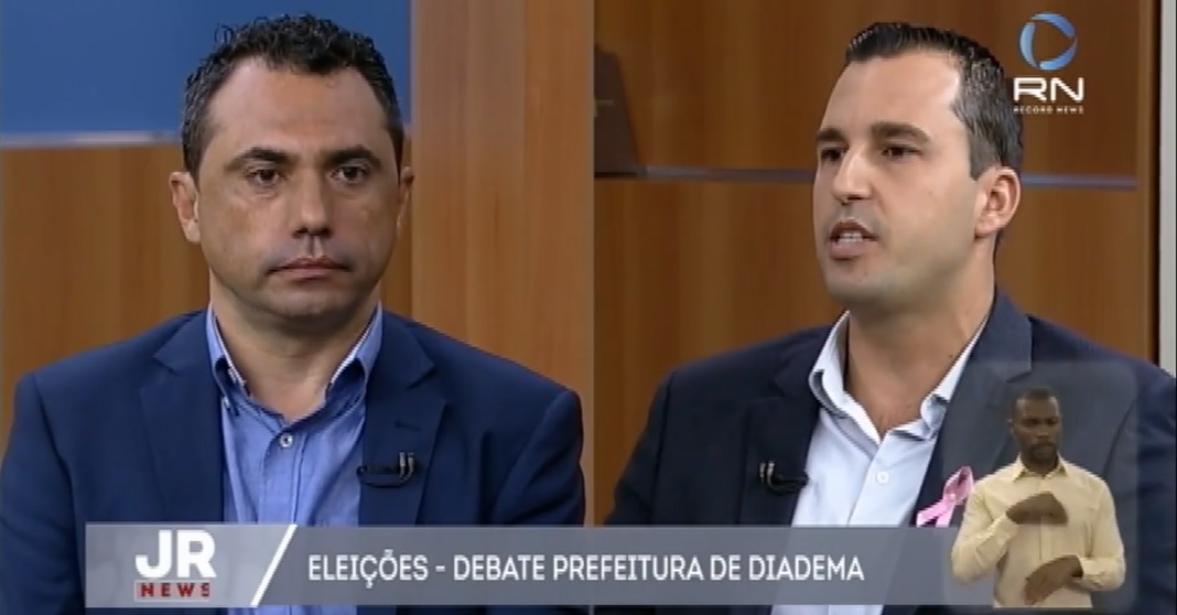 Candidatos de Diadema trocaram farpas na TV (Foto: Reprodução / Record News)